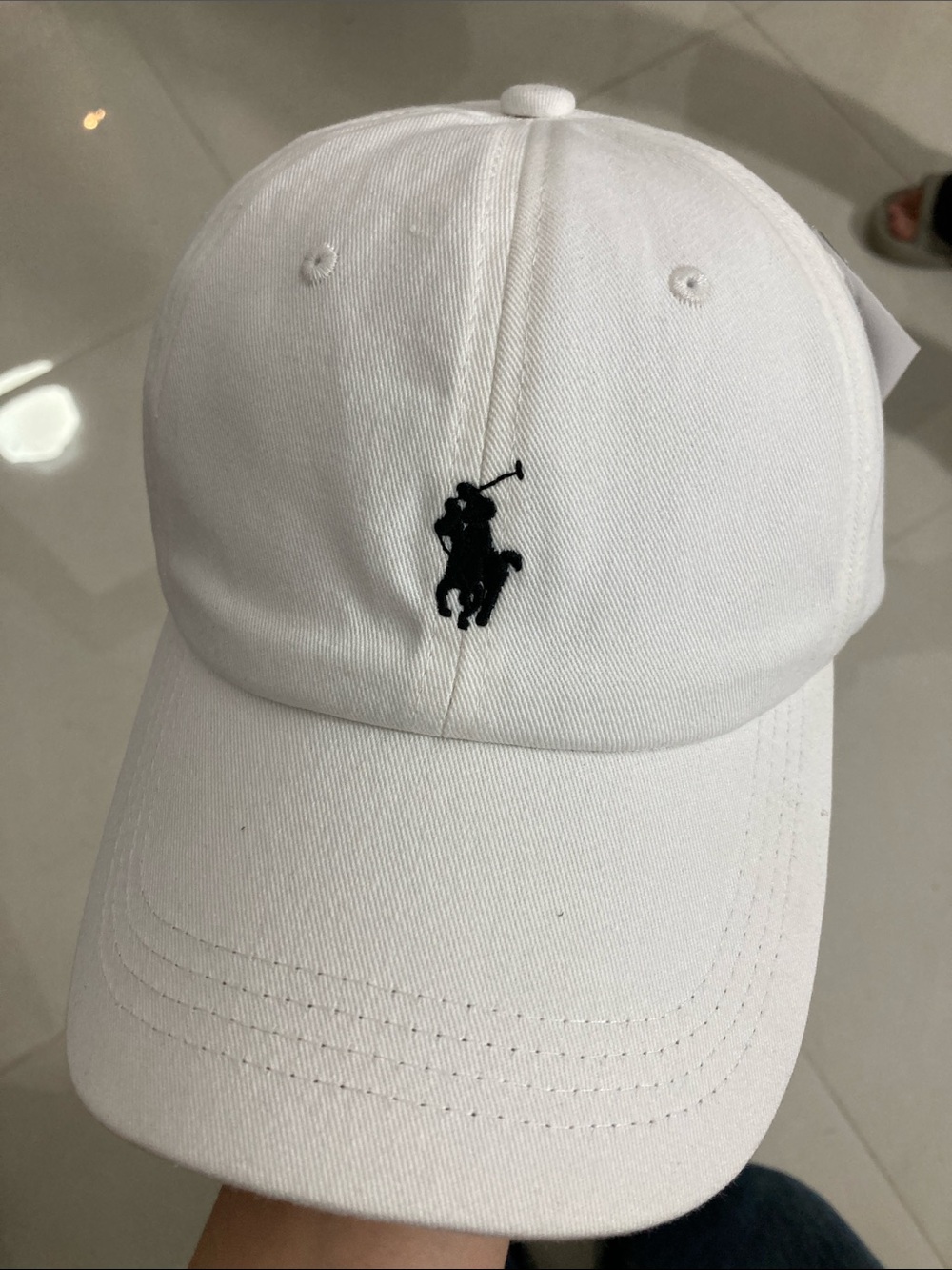 White Polo Ralph Lauren Player Embroidered Cotton Baseball Cap